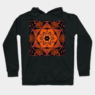 Cartoon Mandala Flower Orange Pink and Black Hoodie